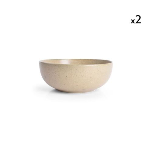 Lot De 2 Bols Beige En Porcelaine 16xh5,5cm
