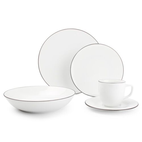 Lot De 2 Service De Table Blanc En Porcelaine 0