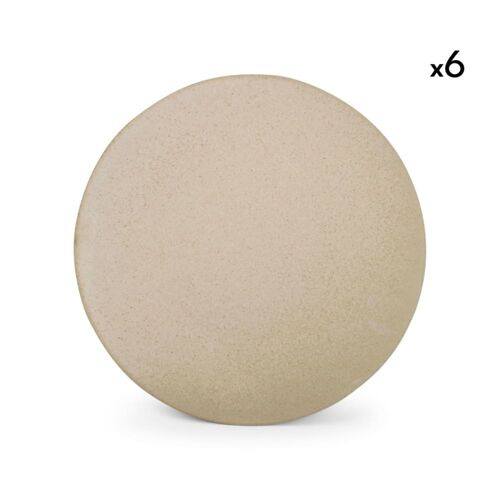 Lot De 6 Assiettes Beige En Porcelaine 27cm