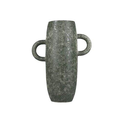 Vase vert en grès 11xh30cm