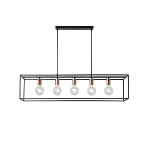 Suspension 5 Lumières En Métal Carré L100cm Noir