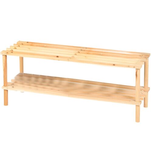 étagère à  chaussures en bois 2 niveaux - 74x26x30cm