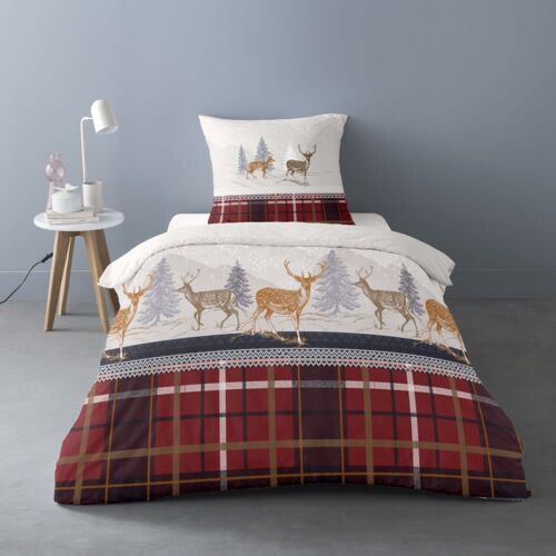 Parure De Couette 100% Coton Flanelle Imprimée 140x200 1 Taie