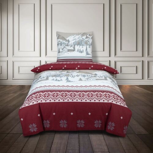 Parure De Couette 100% Coton Flanelle Imprimée 140x200 1 Taie