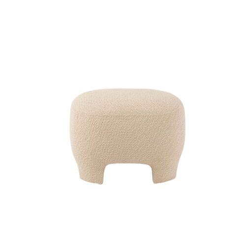 Pouf en tissu bouclette blanc cassé