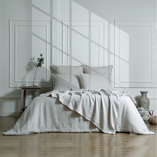 Parure + Taies 65x65 Lin Lavé Naturel 260x240