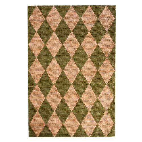 Tapis En Jute Marron Et Vert 160x230cm