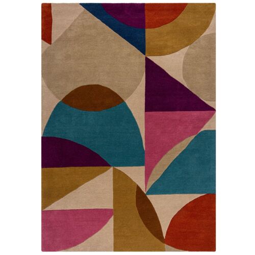 Tapis En Laine Beige, Rose, Violette, Bleue Et Terracotta 120x170cm