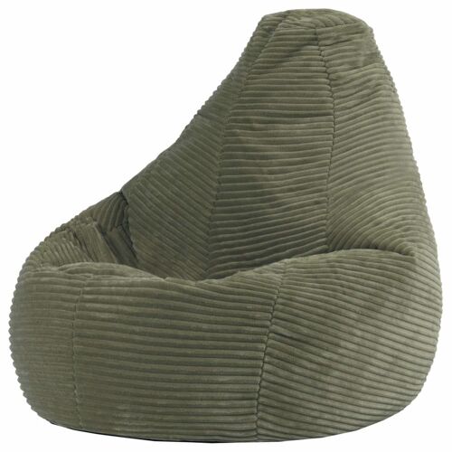 Pouf poire enfant à  dossier haut velours côtelé vert sauge