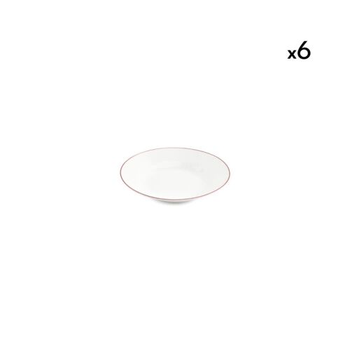 Lot De 6 Assiettes Creuse Blanc En Porcelaine 23xh4cm