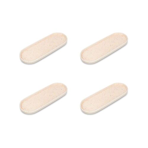 Lot De 4 Plats De Service Beige En Porcelaine 28,5x10cm