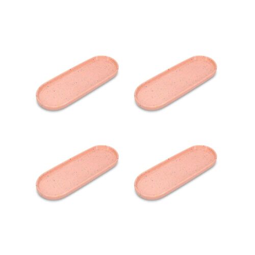 Lot De 4 Plats De Service Rose En Porcelaine 28,5x10cm