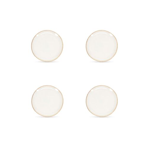 Lot De 4 Assiettes Blanc En Grès 21cm