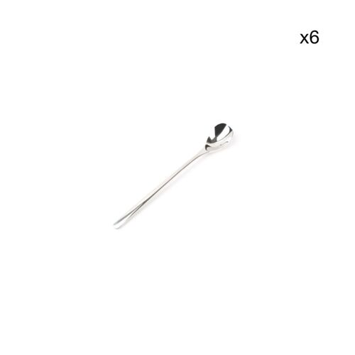 Lot De 6 Cuillère À  Long Drink Argent En Métaux 22cm