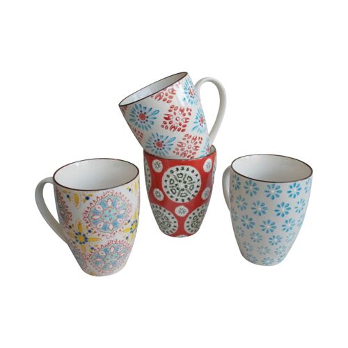 Set De 4 Mugs En Céramique Multicolore