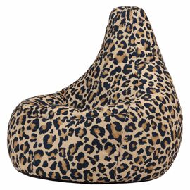 Pouf à  dossier à  dossier haut en tissu imprimé léopard