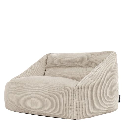 Pouf canapé enfant en velours côtelé beige galet