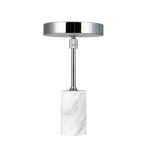 Lampe À Poser En Métal Chrome Marbre Blanc