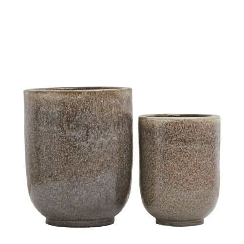 Cache-Pots En Céramique Marron Clair ( Lot De 2 )