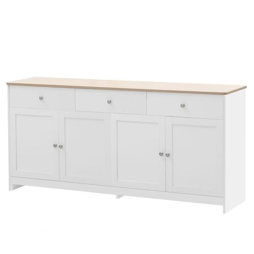 Buffet Bas Scandinave 3 Tiroirs et 4 Portes Blanc