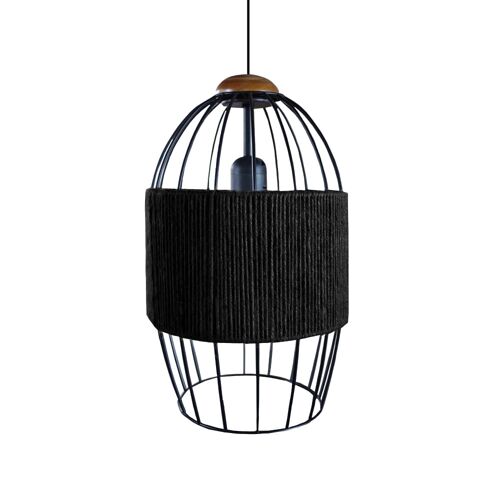 Suspension Bois,Fibre ,Noir ,H90xd20xp20cm