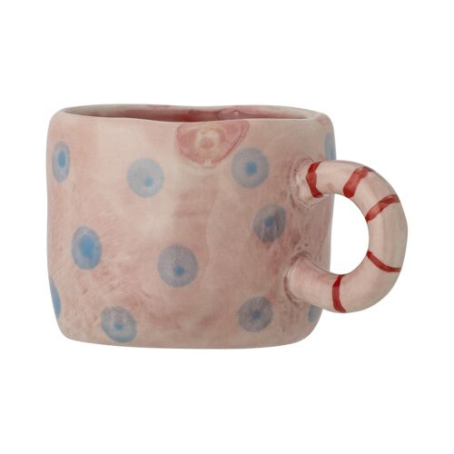 Tasse En Grès Rose À  Pois Bleu H6
