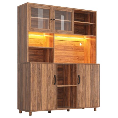 Buffet haut avec éclairage LED et portes vitrées