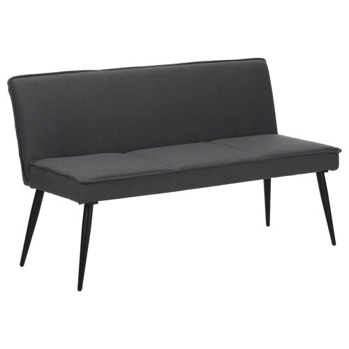 Banc de salle à  manger en tissu anthracite et pieds en métal noir