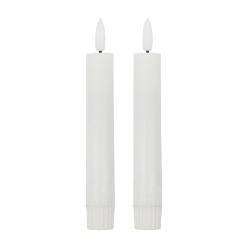 Lot de 2 bougies LED en paraffine h 16 cm Blanc