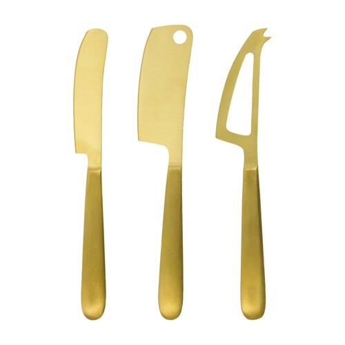 Lot De 3 Couteaux À  Fromage Doré