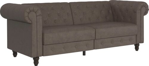 Canapé clic-clac 3 places en tissu gris