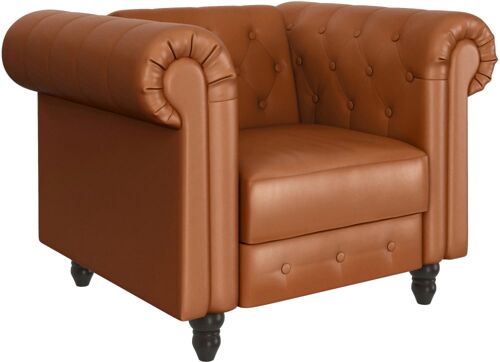 Chaise Longue Avec Fonction Relax En Pu Cognac