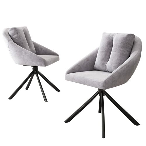 Lot de 2 chaises de salle à  manger velours gris pivotant