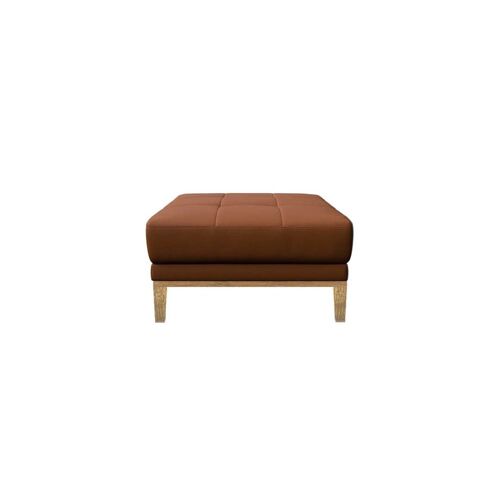 Pouf en cuir naturel brun cannelle