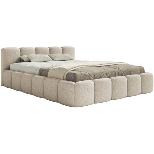 Lit rembourré 180x200 cm en boucle beige clair