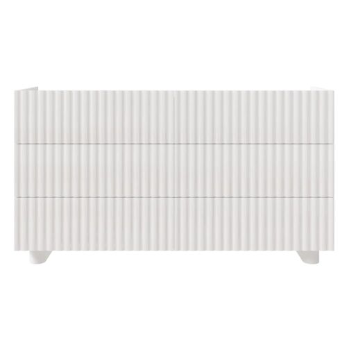 Commode avec six tiroirs, blanc brillant, 147 cm