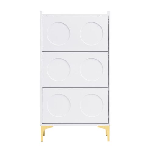 Meuble à  chaussures 3 niveaux blanc avec portes