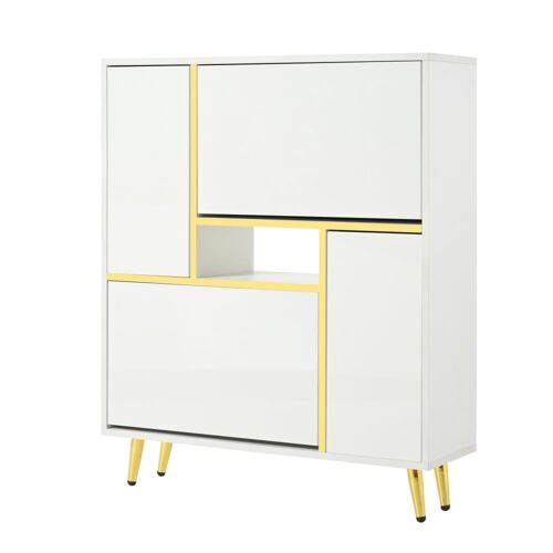 Armoire à  chaussures blanche avec portes basculantes, rangement