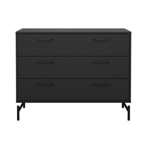 Commode 3 tiroirs noir mat avec piètement métallique L98,7 cm