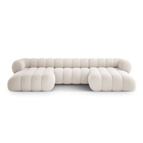 Canapé panoramique 6 places en chenille beige clair