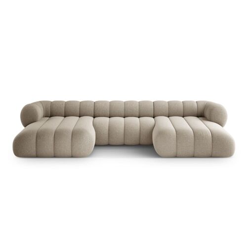 Canapé panoramique 6 places en chenille beige foncé