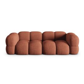 Canapé 4 places en tissu structurel corail
