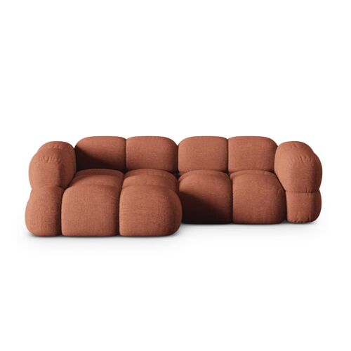Canapé d'angle gauche 3 places en tissu structurel corail