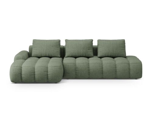 Canpé gauche 3 places avec coffre en tissu structurel vert olive foncé