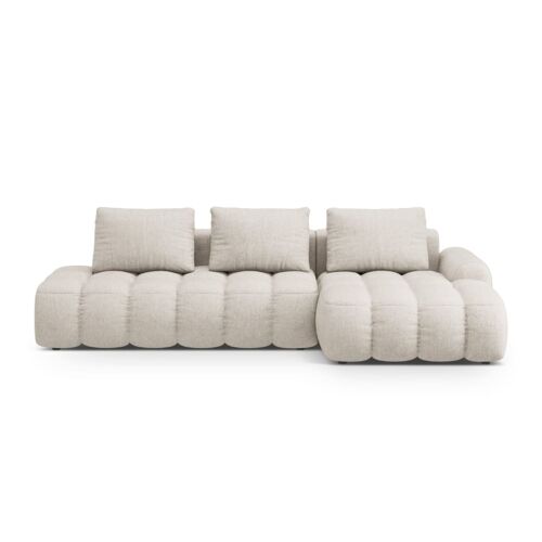 Canpé-lit d'angle droit 3 places avec coffre en tissu structurel beige