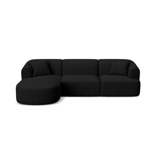 Canapé d'angle gauche modulable 4 places en tissu structurel noir
