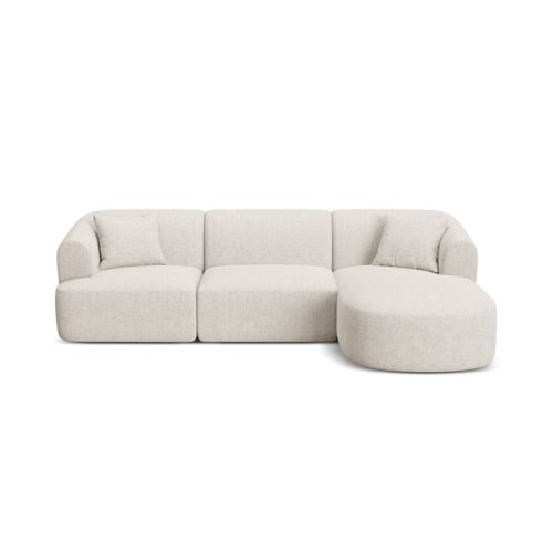Canapé d'angle droit 4 places en tissu structurel beige clair
