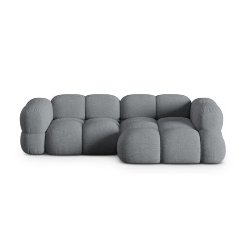 Canapé d'angle droit 3 places en tissu structurel gris