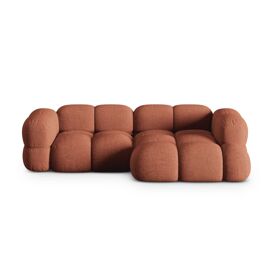 Canapé d'angle droit 3 places en tissu structurel corail