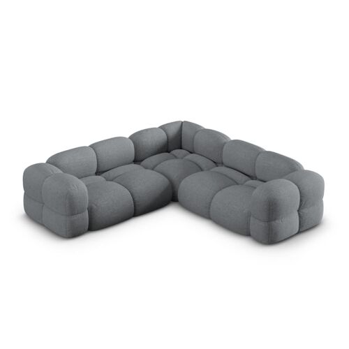 Canapé d'angle symétrique 4 places en tissu structurel gris